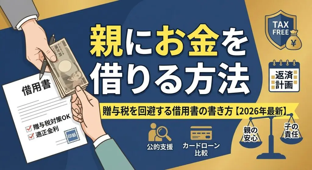 親にお金を借りる方法|贈与税を回避する借用書の書き方【2026年】