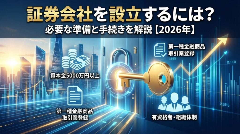 証券会社を設立するには?必要な準備と手続きを解説【2026年】