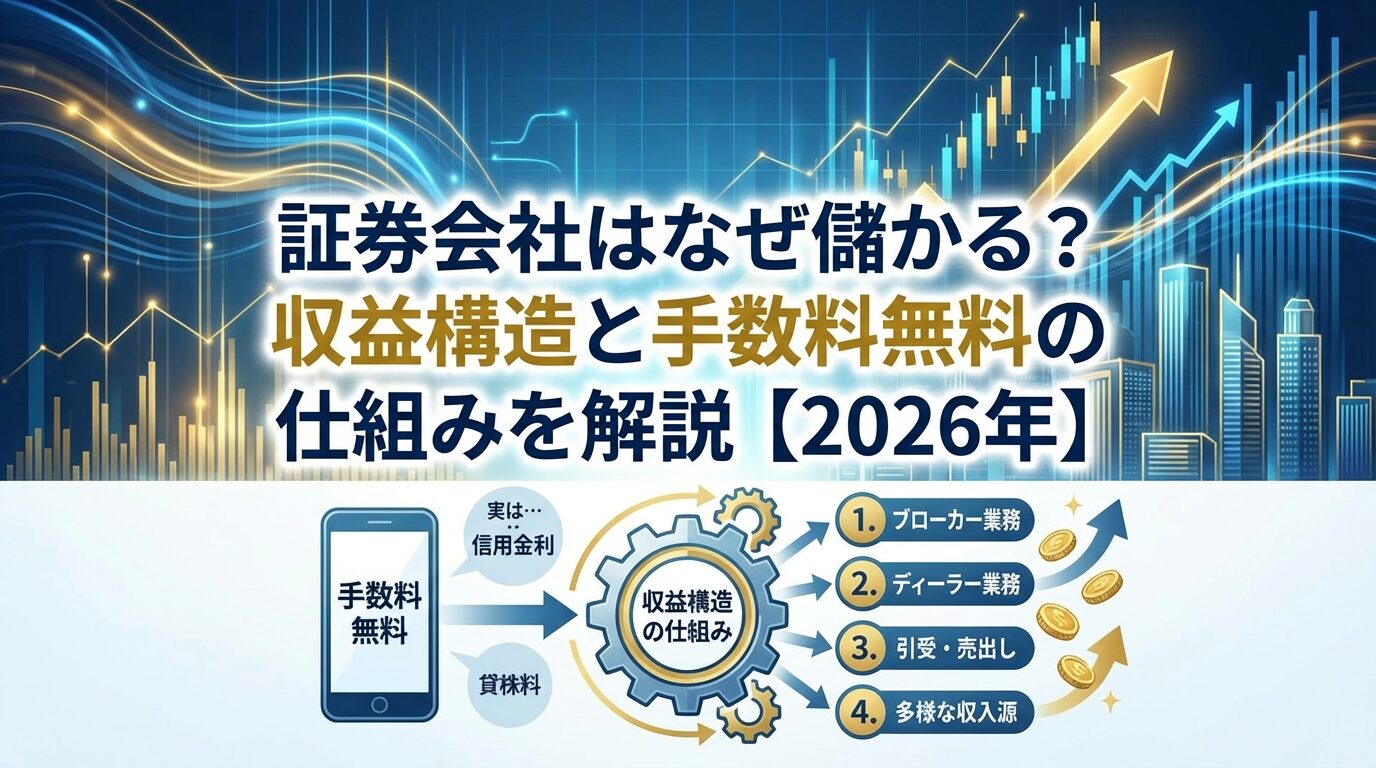 証券会社はなぜ儲かる？収益構造と手数料無料の仕組みを解説【2026年】 | 会社設立のミチシルベ