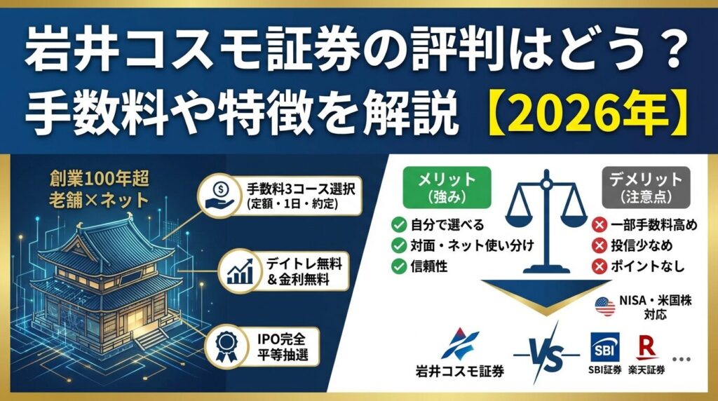 岩井コスモ証券の評判はどう?手数料や特徴を解説【2026年】