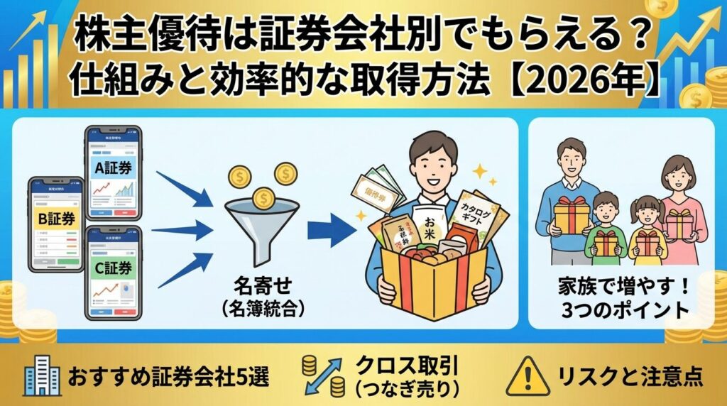 株主優待は証券会社別でもらえる?仕組みと効率的な取得方法【2026年】