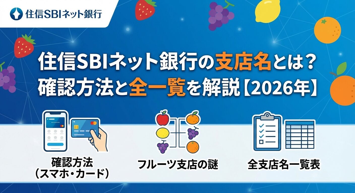 住信SBIネット銀行の支店名とは？確認方法と全一覧を解説【2026年】 | 会社設立のミチシルベ