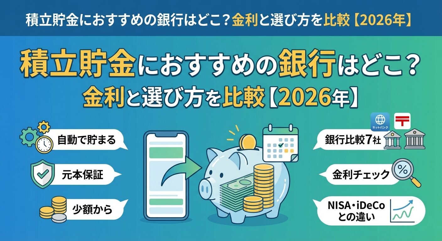 積立貯金におすすめの銀行はどこ？金利と選び方を比較【2026年】 | 会社設立のミチシルベ