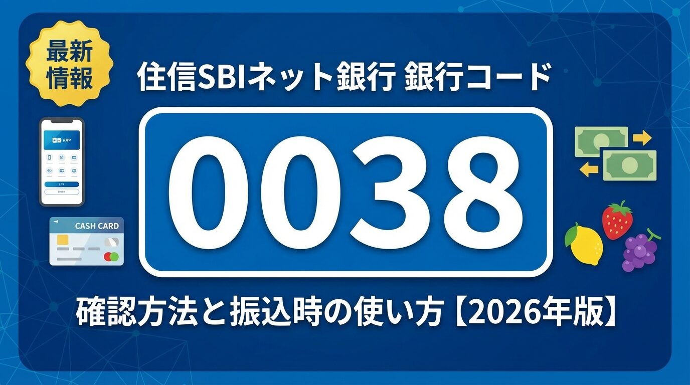 住信SBIネット銀行の銀行コードは0038！確認方法と振込時の使い方【2026年】 | 会社設立のミチシルベ