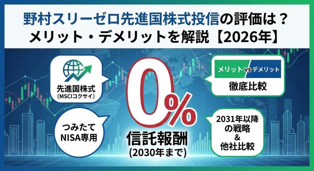 野村スリーゼロ先進国株式投信の評価は?メリット・デメリットを解説【2026年】