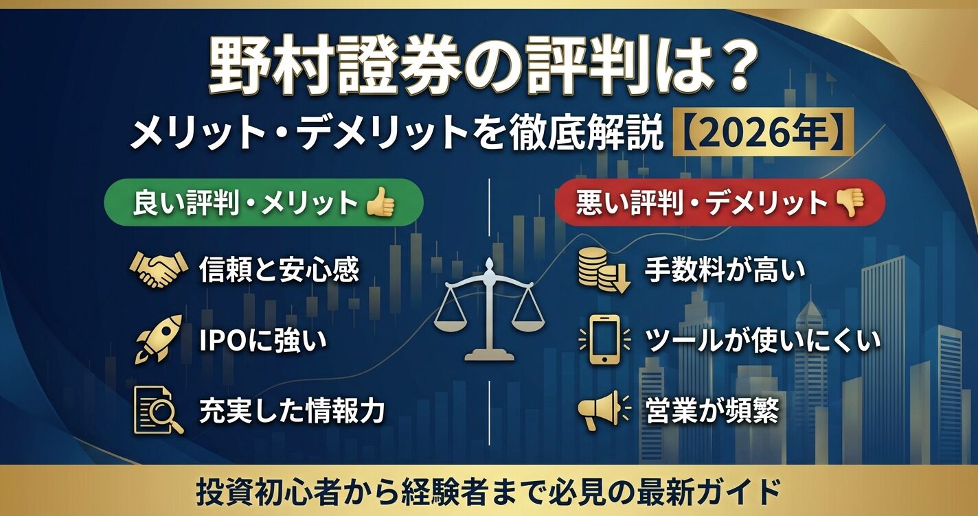 野村證券の評判は？メリット・デメリットを徹底解説【2026年】 | 会社設立のミチシルベ