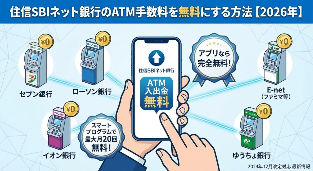 住信SBIネット銀行のATM手数料を無料にする方法【2026年】