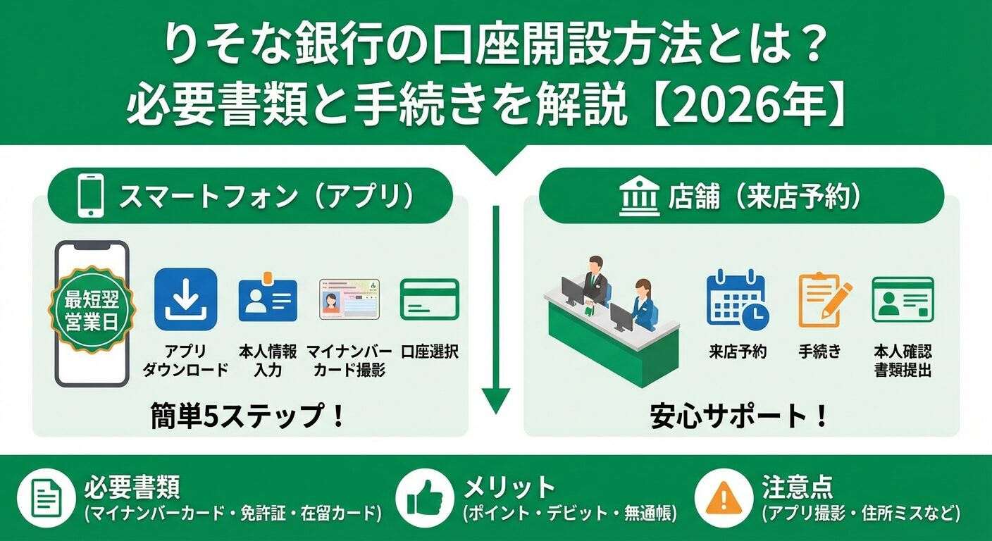 りそな銀行の口座開設方法とは？必要書類と手続きを解説【2026年】 | 会社設立のミチシルベ