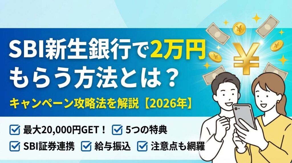 SBI新生銀行で2万円もらう方法とは?キャンペーン攻略法を解説【2026年】