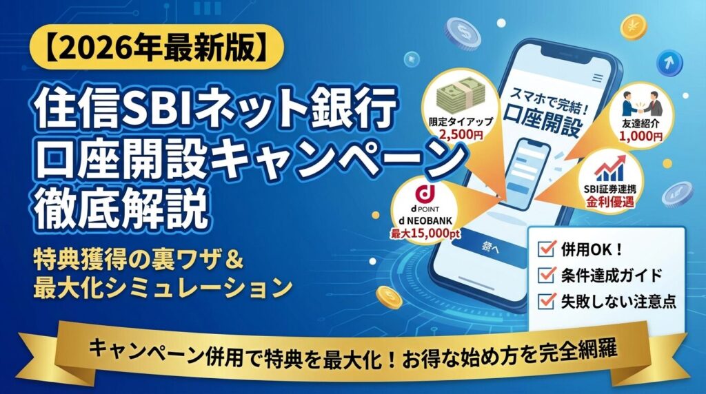 住信SBIネット銀行の口座開設キャンペーンとは?特典の獲得方法を解説【2026年】