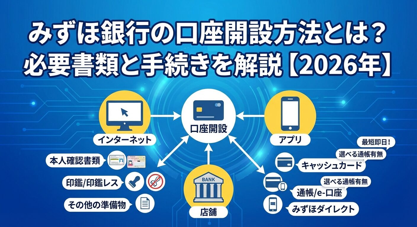 みずほ銀行の口座開設方法とは？必要書類と手続きを解説【2026年】 | 会社設立のミチシルベ
