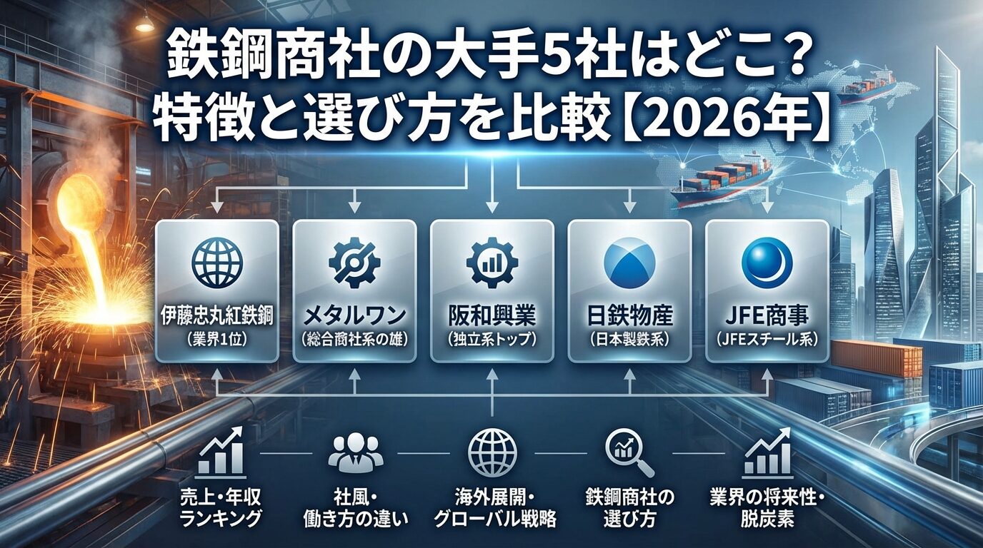鉄鋼商社の大手5社はどこ？特徴と選び方を比較【2026年】 | 会社設立のミチシルベ