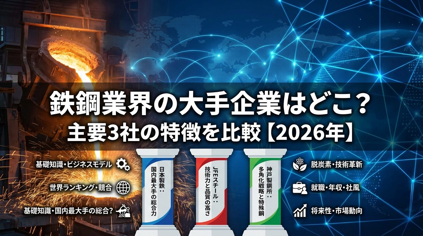 鉄鋼業界の大手企業はどこ？主要3社の特徴を比較【2026年】 | 会社設立のミチシルベ