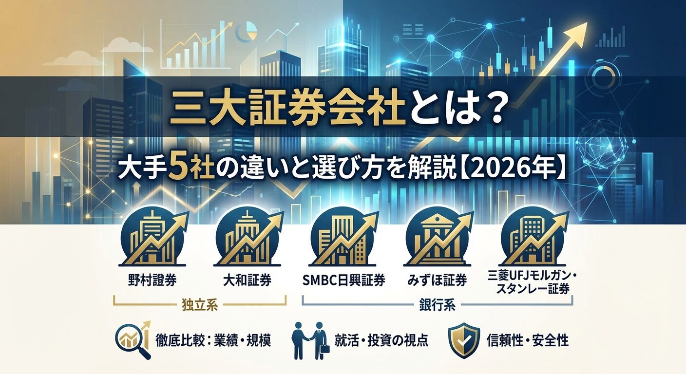 三大証券会社とは？大手5社の違いと選び方を解説【2026年】 | 会社設立のミチシルベ