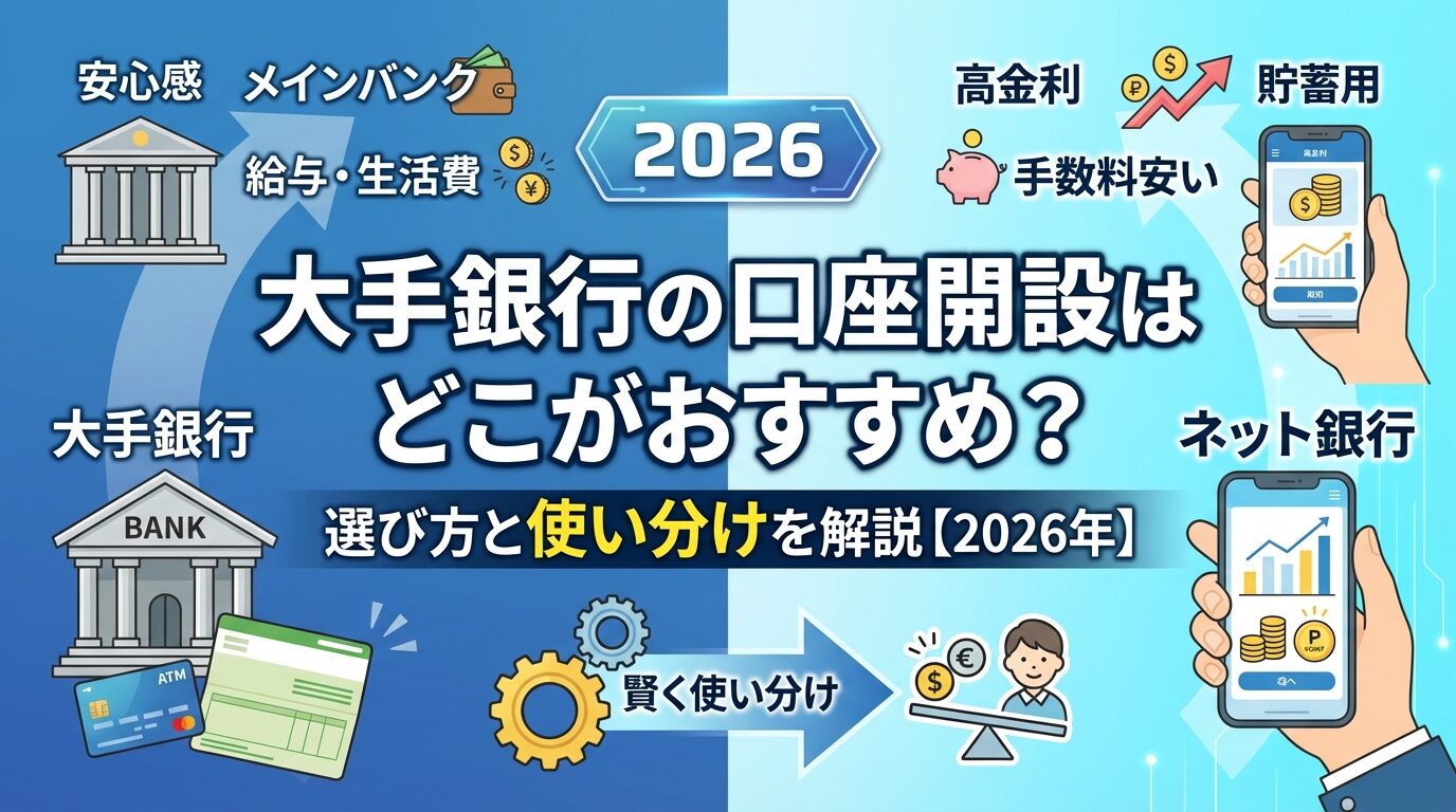 大手銀行の口座開設はどこがおすすめ？選び方と使い分けを解説【2026年】 | 会社設立のミチシルベ