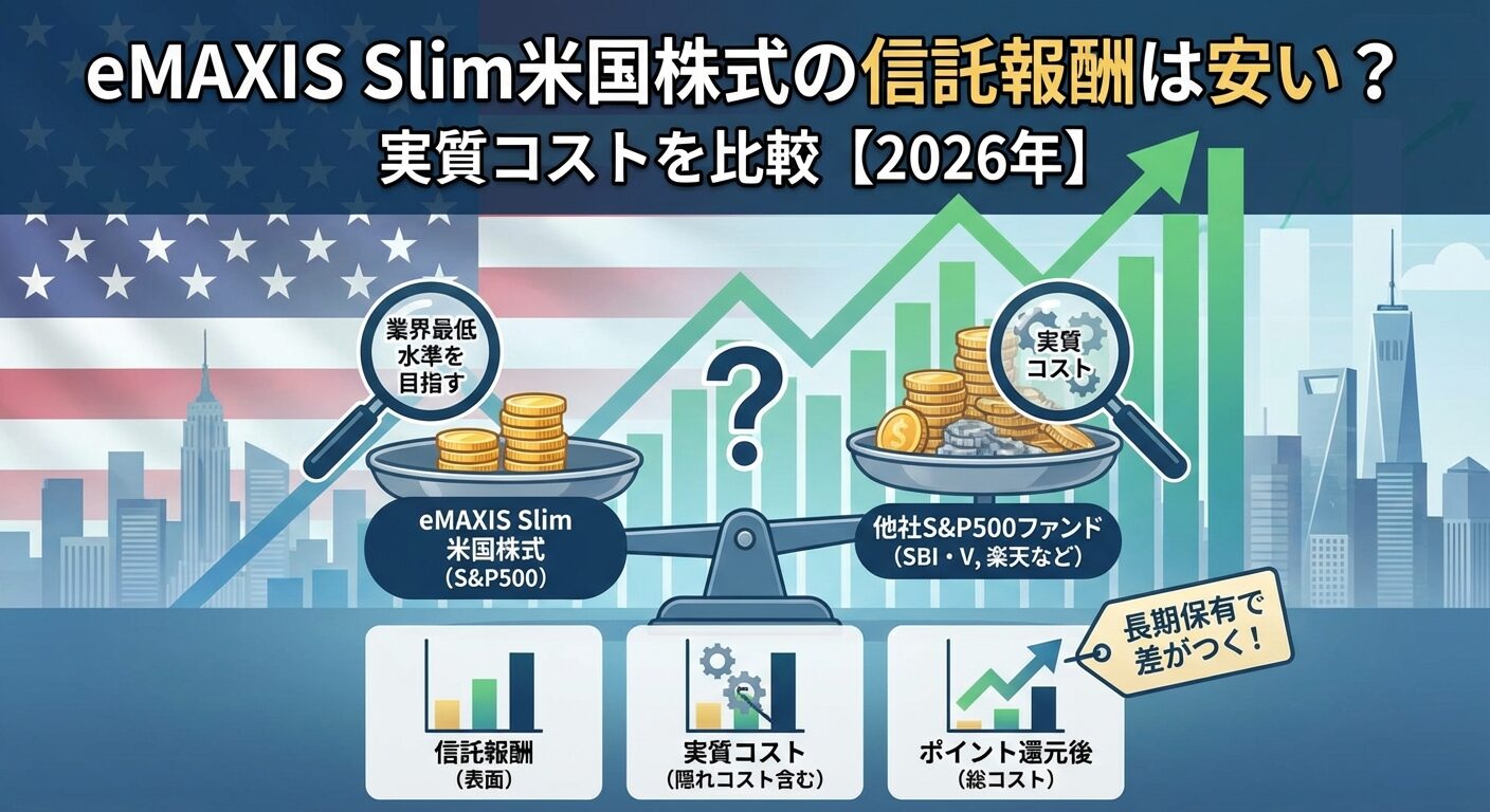 eMAXIS Slim米国株式の信託報酬は安い？実質コストを比較【2026年】 | 会社設立のミチシルベ
