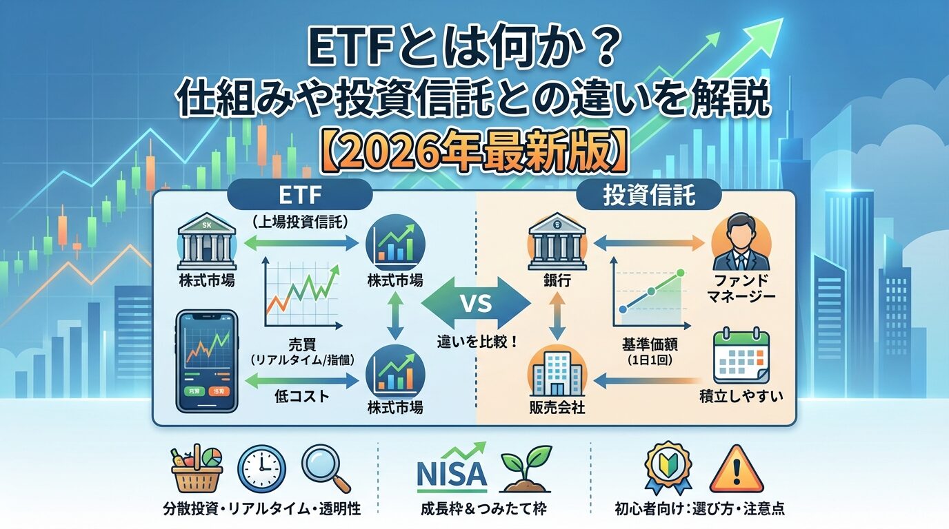 ETFとは何か？仕組みや投資信託との違いを解説【2026年】 | 会社設立のミチシルベ
