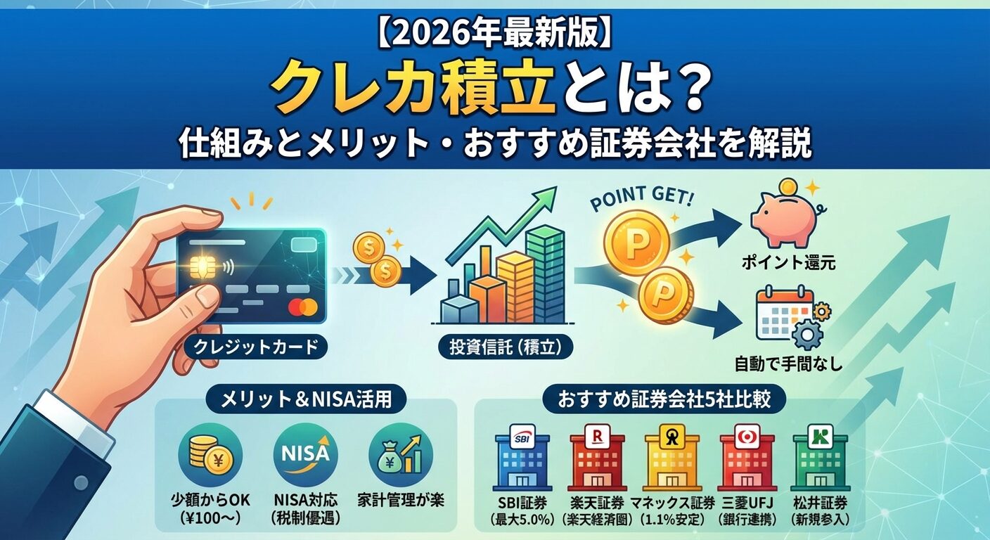 クレカ積立とは？仕組みとメリット・おすすめ証券会社を解説【2026年】 | 会社設立のミチシルベ