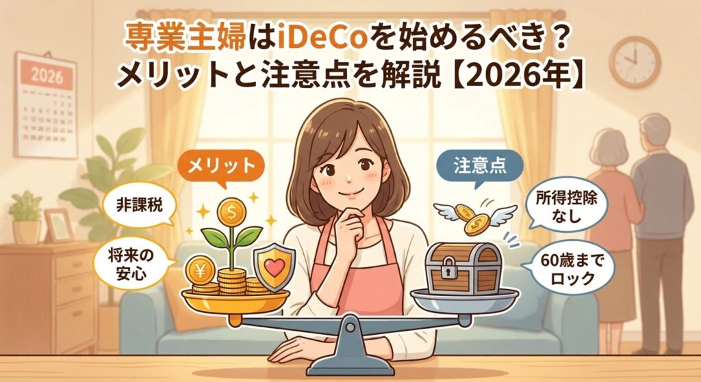 専業主婦はiDeCoを始めるべき?メリットと注意点を解説【2026年】