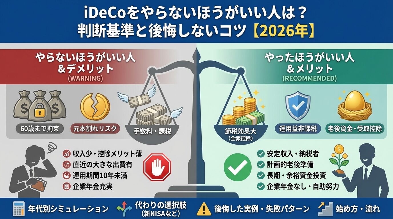 iDeCoをやらないほうがいい人は？判断基準と後悔しないコツ【2026年】 | 会社設立のミチシルベ