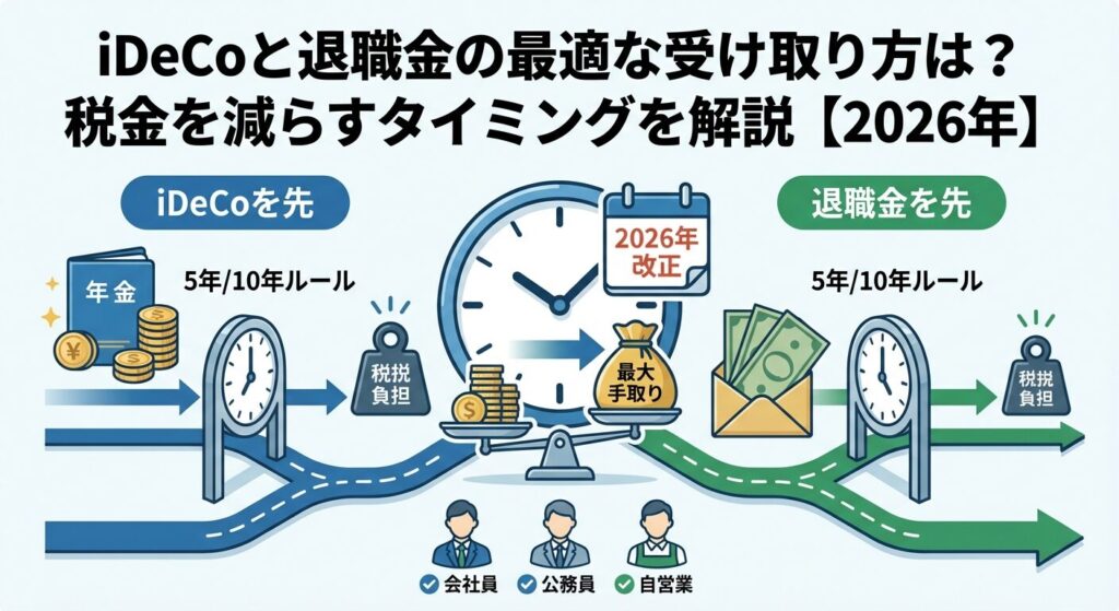 iDeCoと退職金の最適な受け取り方は?税金を減らすタイミングを解説【2026年】