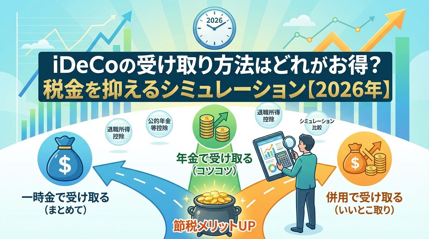iDeCoの受け取り方法はどれがお得？税金を抑えるシミュレーション【2026年】 | 会社設立のミチシルベ