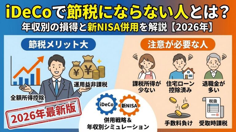 iDeCoで節税にならない人とは？年収別の損得と新NISA併用を解説【2026年】 | 会社設立のミチシルベ