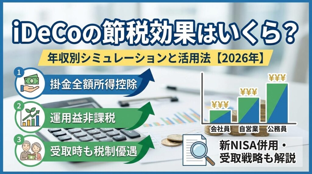 iDeCoの節税効果はいくら?年収別シミュレーションと活用法【2026年】