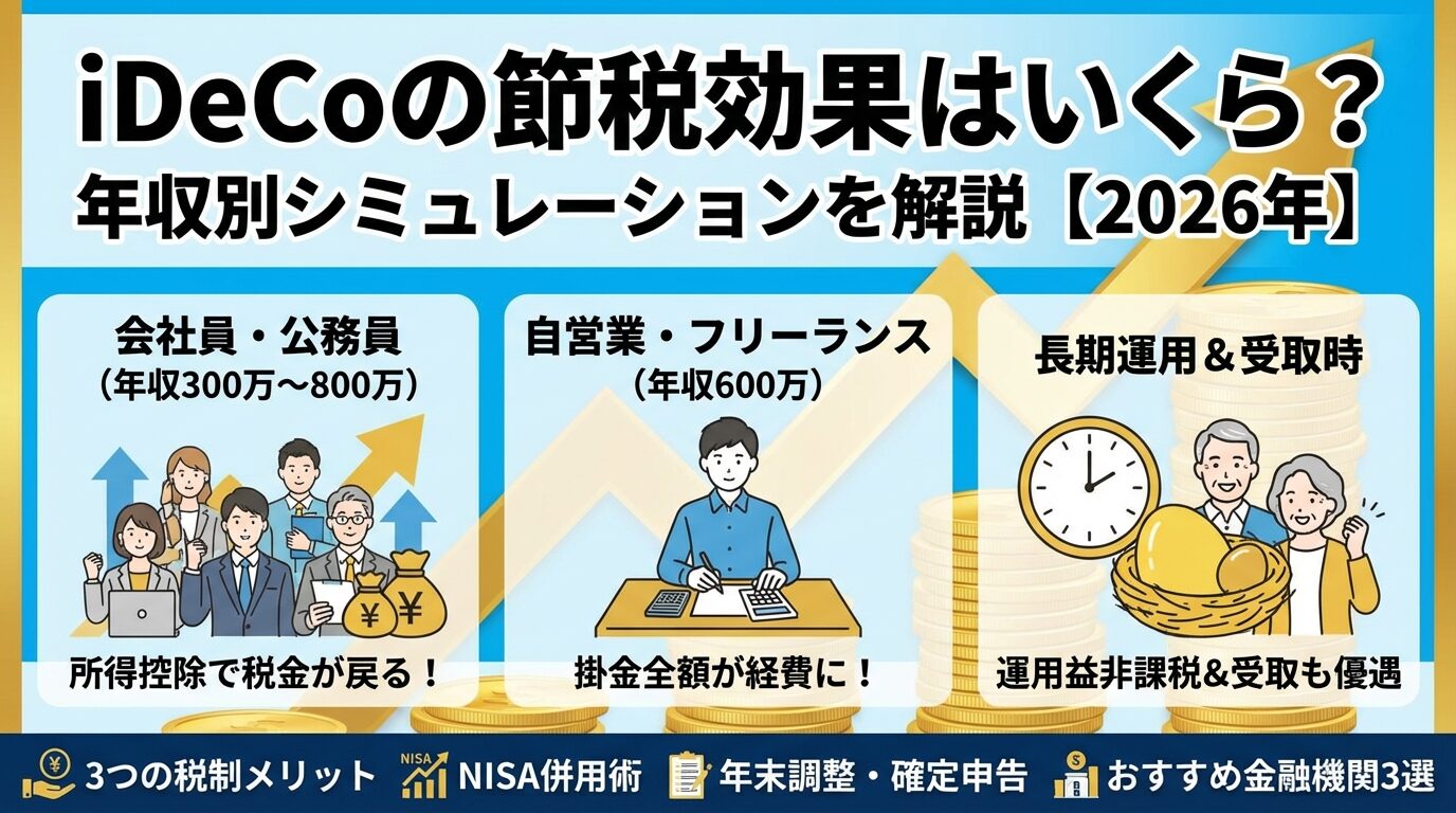 iDeCoの節税効果はいくら？年収別シミュレーションを解説【2026年】 | 会社設立のミチシルベ