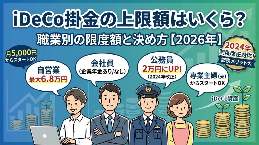 iDeCo掛金の上限額はいくら?職業別の限度額と決め方【2026年】