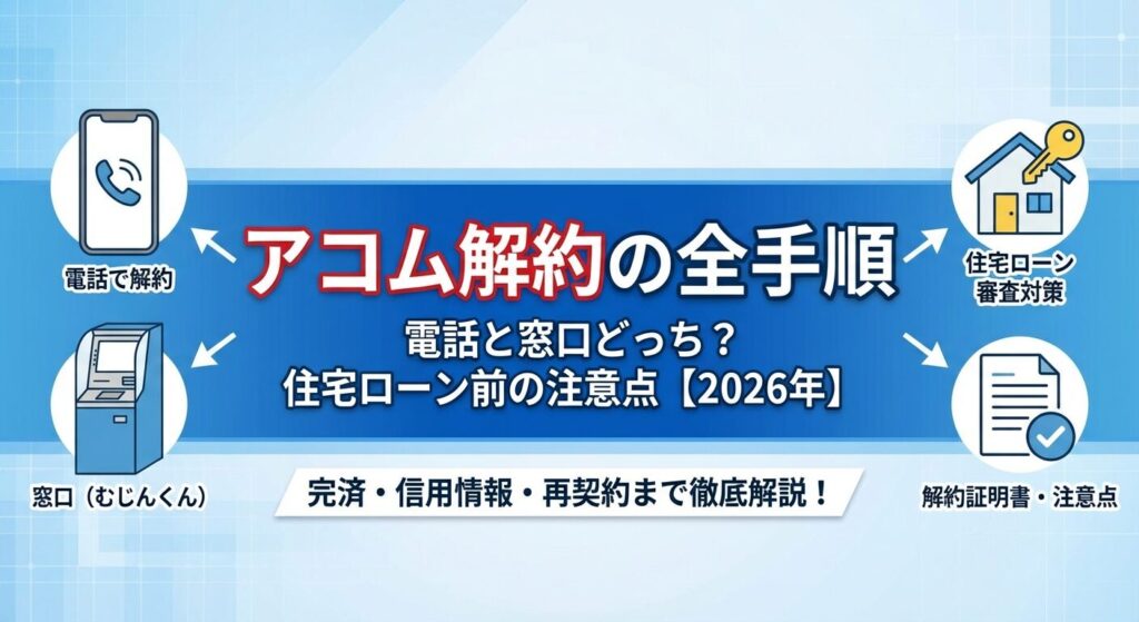 アコム解約の全手順|電話と窓口どっち?住宅ローン前の注意点【2026年】