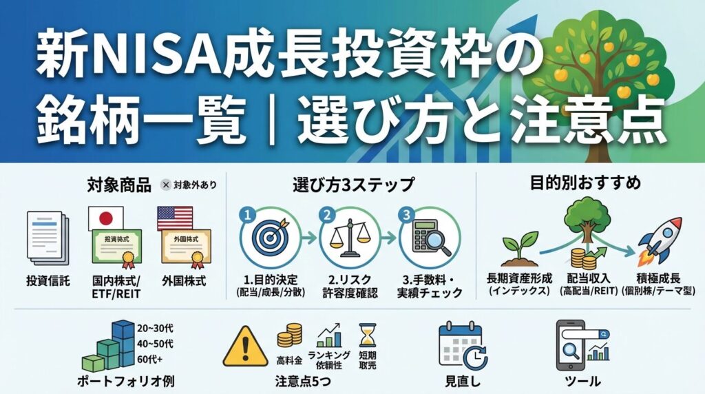 新NISA成長投資枠の銘柄一覧｜選び方と注意点 | 会社設立のミチシルベ