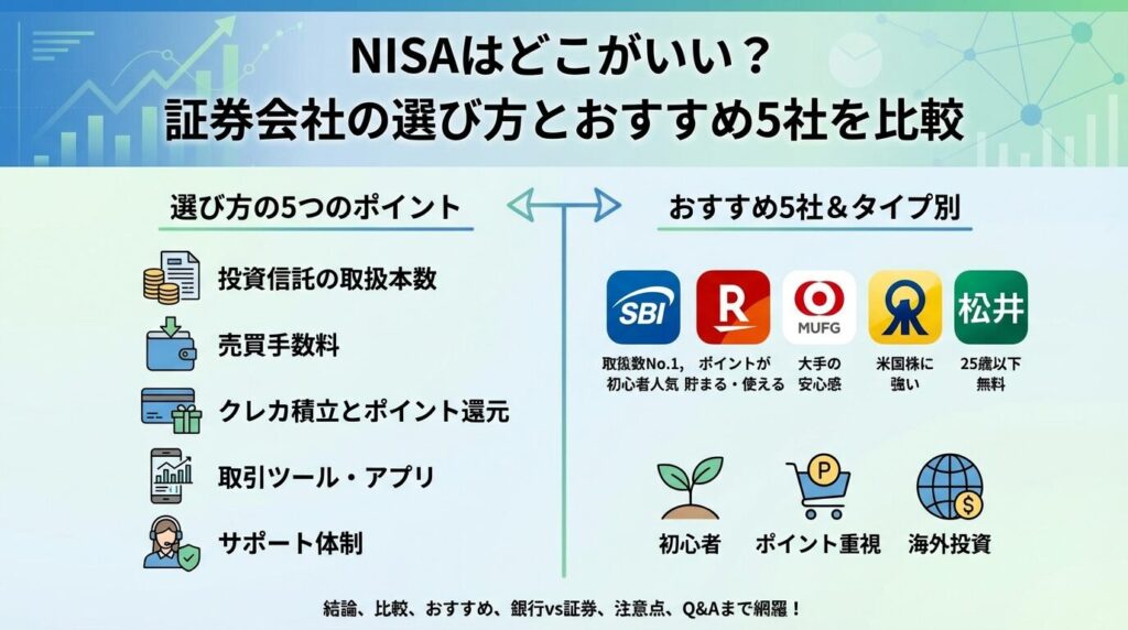 NISAはどこがいい?証券会社の選び方とおすすめ5社を比較