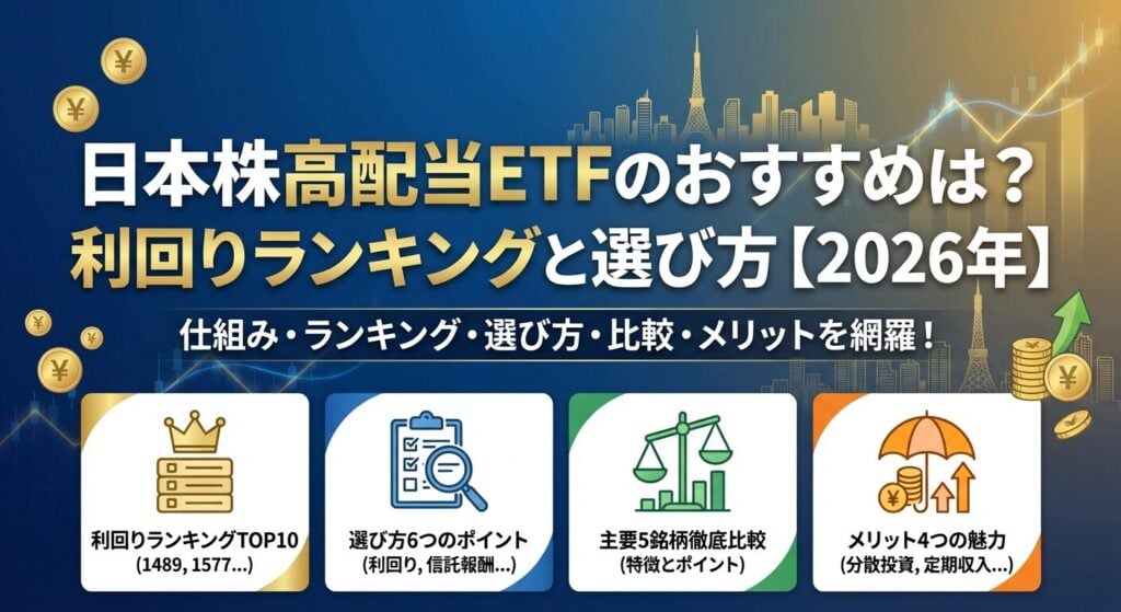 日本株高配当ETFのおすすめは?利回りランキングと選び方【2026年】