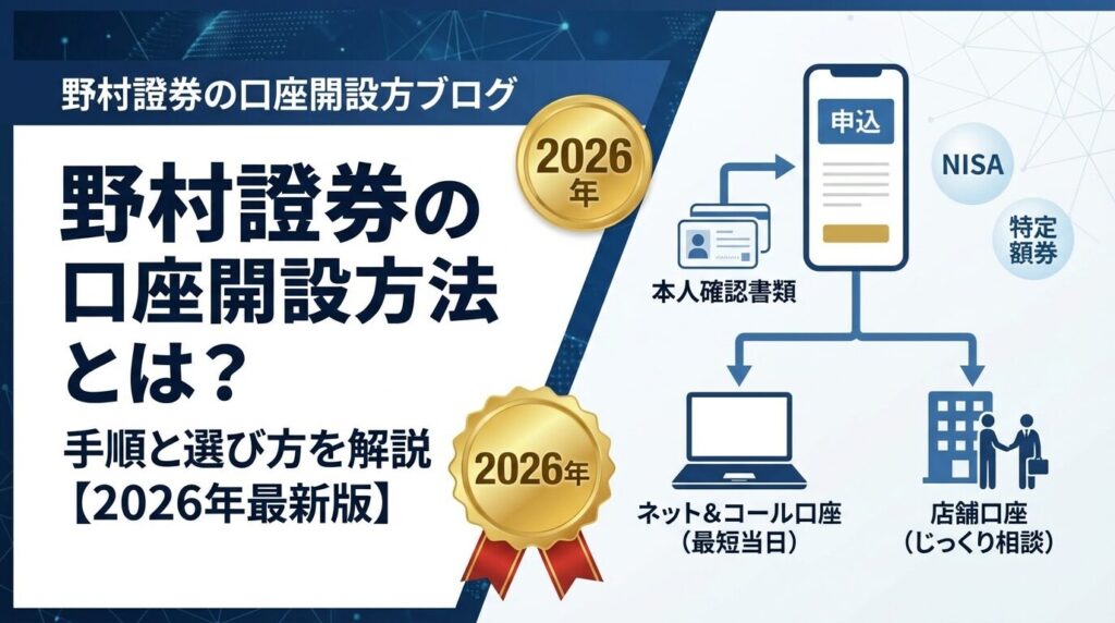 野村證券の口座開設方法とは?手順と選び方を解説【2026年】