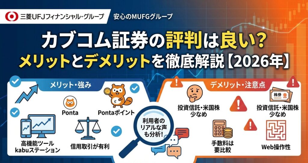 カブコム証券の評判は良い?メリットとデメリットを徹底解説【2026年】