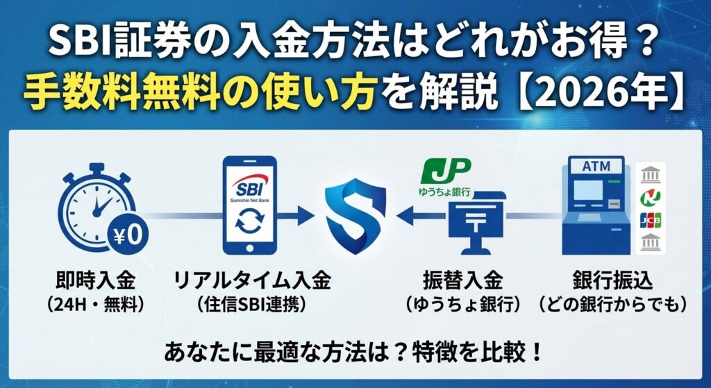 SBI証券の入金方法はどれがお得?手数料無料の使い方を解説【2026年】
