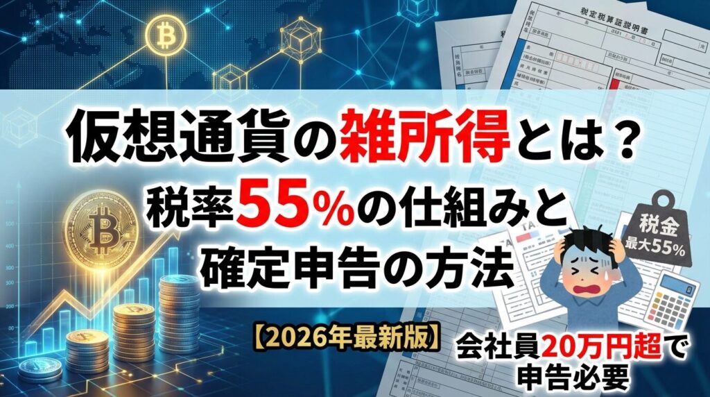 仮想通貨の雑所得とは?税率55%の仕組みと確定申告の方法【2026年最新】