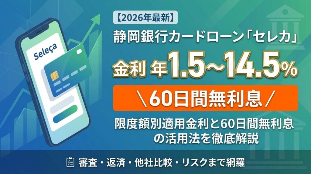 静岡銀行カードローン「セレカ」金利は年1.5~14.5%|限度額別適用金利と60日間無利息の活用法【2026年】