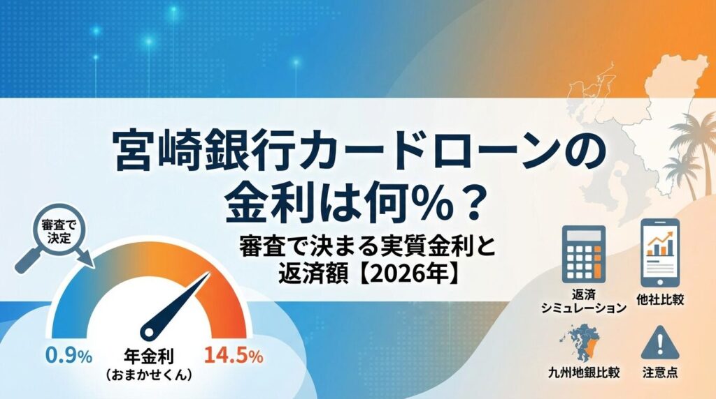 宮崎銀行カードローンの金利は何%?審査で決まる実質金利と返済額【2026年】