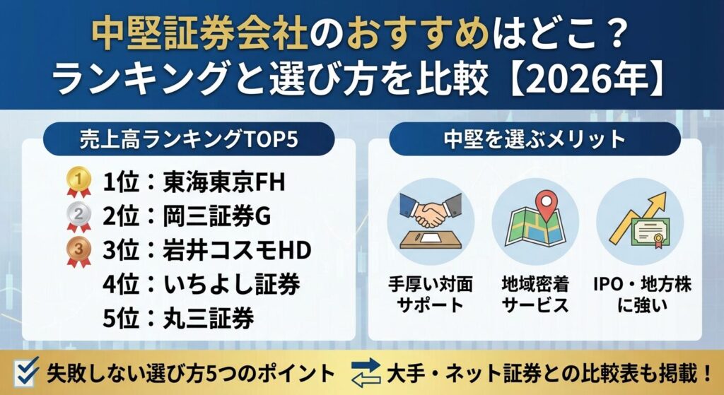 中堅証券会社のおすすめはどこ?ランキングと選び方を比較【2026年】