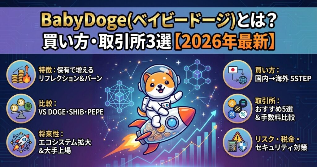 BabyDoge(ベイビードージ)とは?買い方・取引所3選【2026年最新】