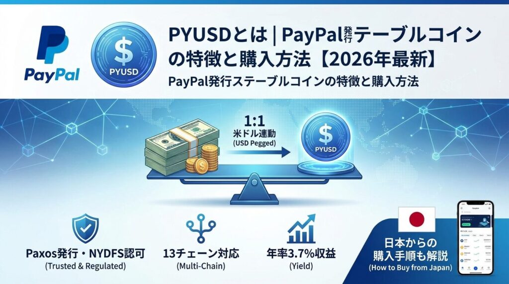 PYUSDとは|PayPal発行ステーブルコインの特徴と購入方法【2026年最新】