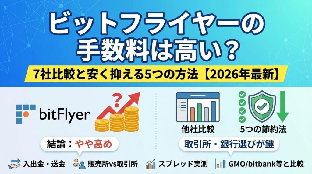 ビットフライヤーの手数料は高い?7社比較と安く抑える5つの方法【2026年最新】