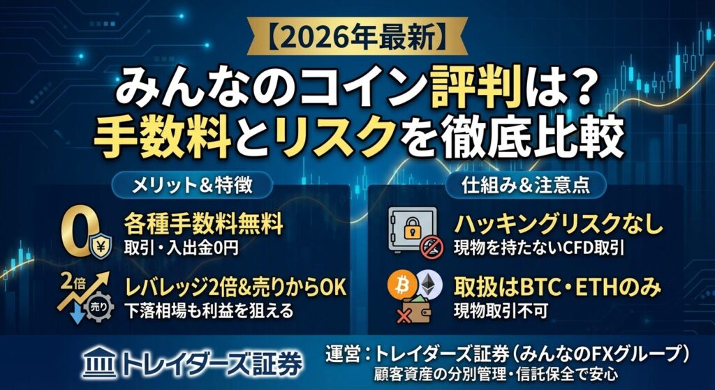 みんなのコイン評判は?手数料とリスクを徹底比較【2026年最新】