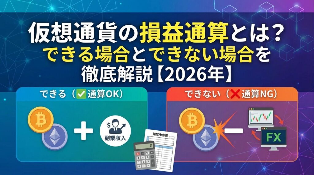 仮想通貨の損益通算とは?できる場合とできない場合を徹底解説【2026年】
