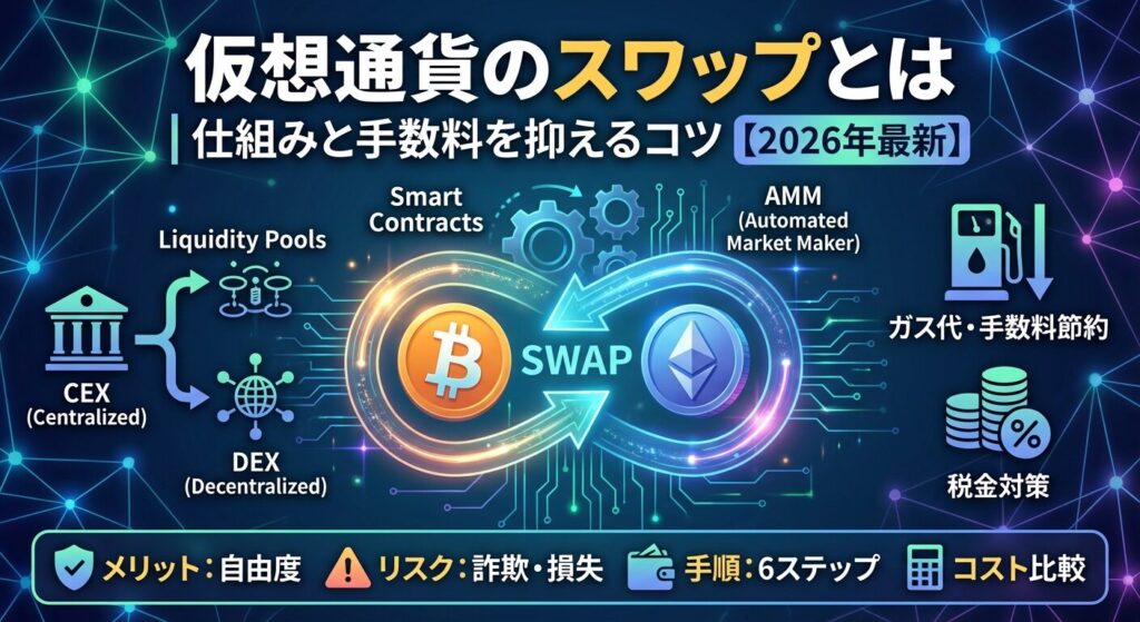 仮想通貨のスワップとは|仕組みと手数料を抑えるコツ【2026年最新】