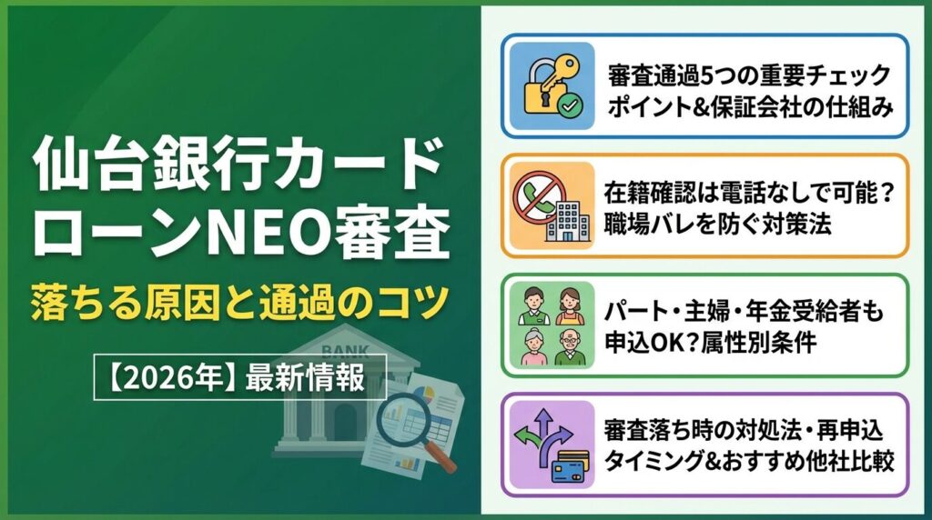 仙台銀行カードローンNEO審査|落ちる原因と通過のコツ【2026年】
