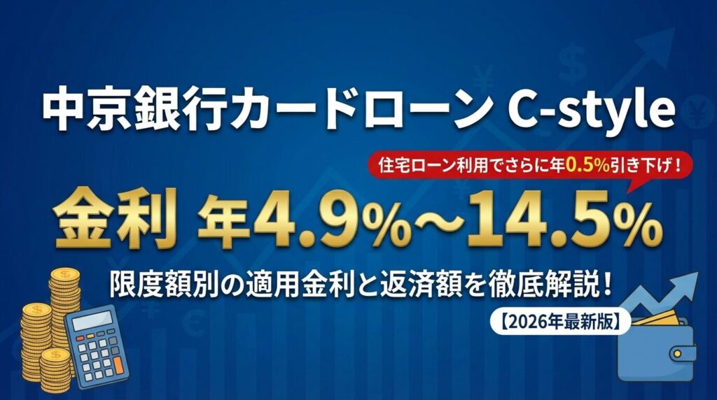 中京銀行カードローンC-style金利は何%?限度額別の適用金利と返済額【2026年】