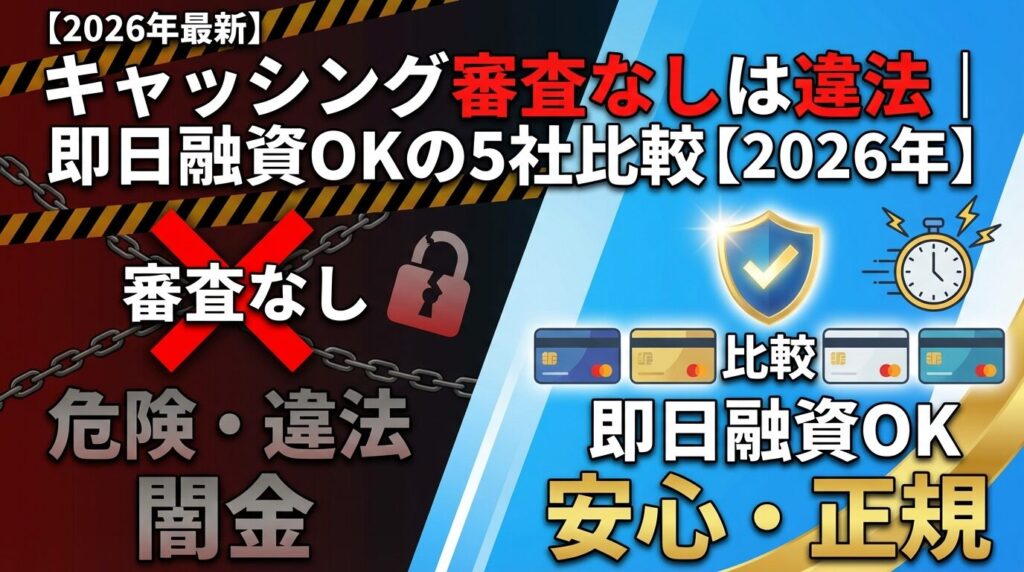 キャッシング審査なしは違法|即日融資OKの5社比較【2026年】